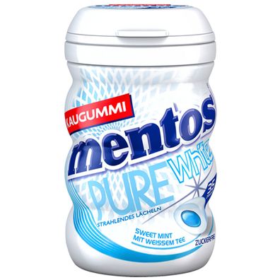 Mentos Kaugummi Pure White Sweet Mint Geschmack in Curvy Dose 70g