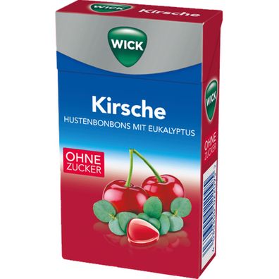 WICK Kirsche mit Eukalyptus fruchtige zuckerfreie Halsbonbons 46g