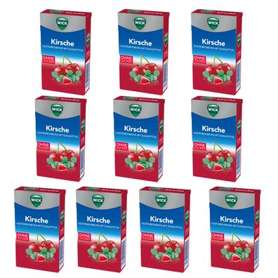 WICK Kirsche und Eukalyptus zuckerfreie Halsbonbons 46g 10er Pack