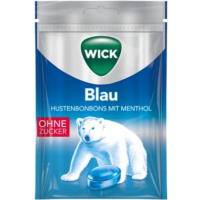 WICK Blau Menthol zuckerfreie Halsbonbons mit reinem Menthol 72g