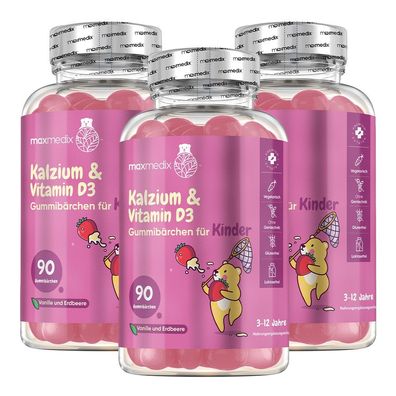 3er Pack: Calcium & Vitamin D3 Gummies - 270 Stück für starkes Wachstum