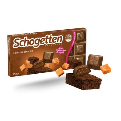 Schogetten Caramel Brownie mit Füllung und Kakaokeks Stücke 100g