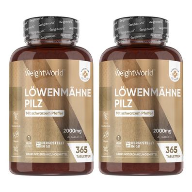 2er Pack: Löwenmähne - 730 Tabletten - Unterstützt Gehirn & Nervensystem