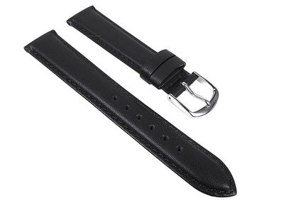Uhrenarmband weiches Leder rembordiert mit Naht in Schwarz 22690S