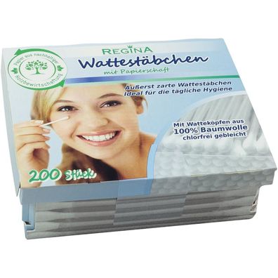 Regina Wattestäbchen 10000817 Papierschaft 200St