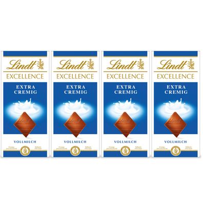 Lindt Excellence Extra Cremig Vollmilch Schokoladentafel 100g 4er Pack