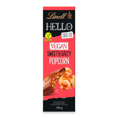 Lindt Hello Vegan Sweet and Salty Popcorn Schokoladentafel 100g