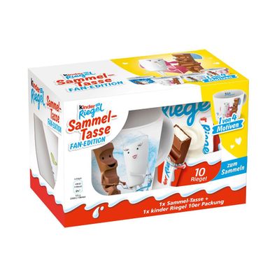 Kinder Riegel 10er Packung mit Sammel Tasse Fan Edition 210g