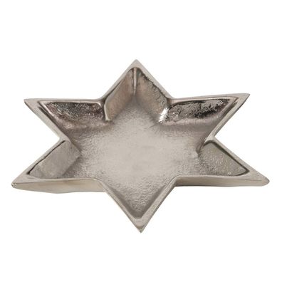 Dekoschale Silberstern silber aus Aluminium Metallschale sternförmig D21cm