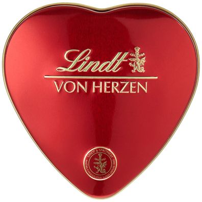 Lindt Von Herzen Pralinenmischung in Metall Herz Dose Geschenk 30g