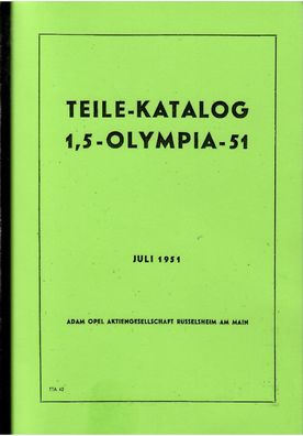 Ersatzteile Katalog Opel Olympia 1951. Auto, PKW, Oldtimer