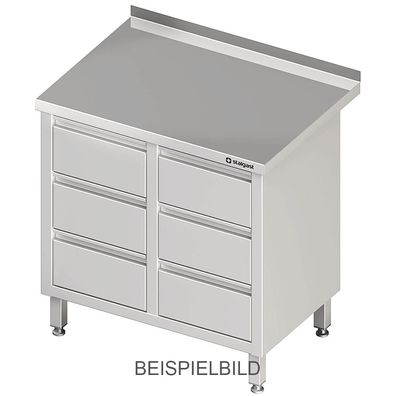 Schubladenschrank mit 2x3 Schubladen, 840x700x850 mm, ohne Aufkantung, verschweißt