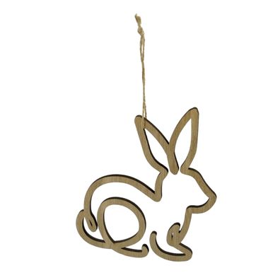 Holz Hase Hänger am Jutenaturband 14,5 x 16,5cm