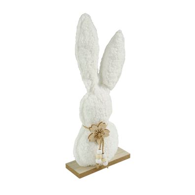 Plüsch Deko Osterhase mit Blumenkette in Farbe weiß, 27cm