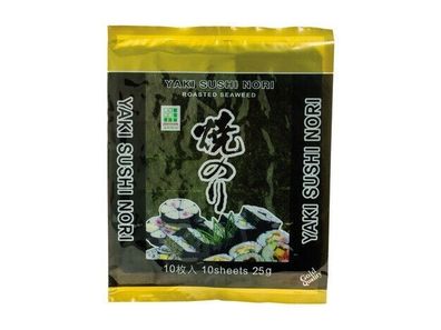 Yaki Nori Gerösteter Seetang (Gold) 10 Blätter (10x2,5g) - Sushi