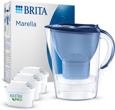 BRITA Marella Wasserfilter 2,4L - inkl. 3x MAXTRA PRO Kartuschen, blau