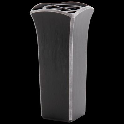 Grabvase aus Aluminum dunkelgrau Blumenvase Friedhof Grab Friedhofsvase