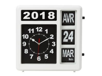 Wanduhr mit Flipchart Kalender 31 x 31 cm französisch Velleman