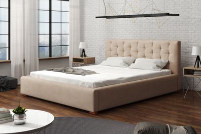Polsterbett Bett Doppelbett LUCCA Stoff 160x200cm Stoff Cloud Beige