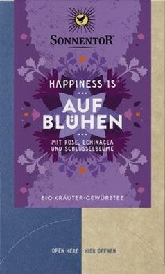 Sonnentor 3x Aufblühen Tee Happiness is®, Doppelkammerbeutel 27g