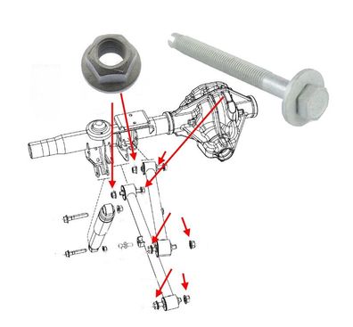 Schrauben Set Längslenker hinten RAM 1500 Bj:13-25 (Gen.4)