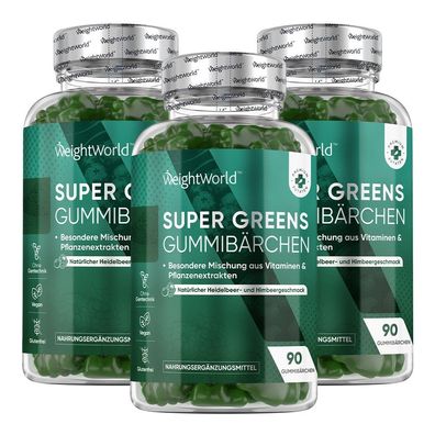 Super Greens Gummibärchen - 90 Vegane Multivitamin Gummies - WeightWorld - 3 Flaschen