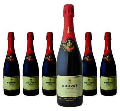 6 x Bouvet Rubis Méthode Traditionelle Rouge Demi-Sec