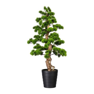 Bonsai Kiefer Kunstpflanze 110 cm hoch im schwarzen Topf 21x23 cm