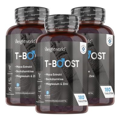 Testosteron booster 180 vegane Tabletten - 3 Monate Vorrat WeightWorld - 3 Flaschen