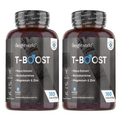 Testosteron booster 180 vegane Tabletten - 3 Monate Vorrat WeightWorld - 2 Flaschen