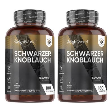 Schwarzer Knoblauch 20:1-15000mg pro Kapsel -180 Vegane - 2 Flaschen