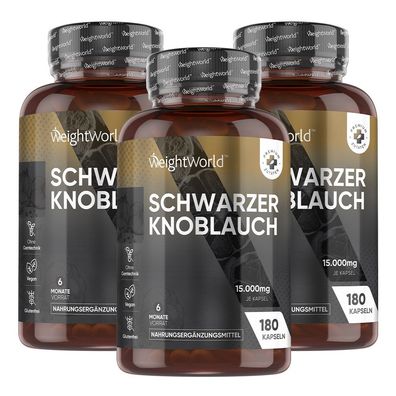 Schwarzer Knoblauch 20:1-15000mg pro Kapsel -180 Vegane - 3 Flaschen