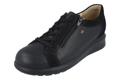 FINN Comfort Lisboa Damen Halbschuhe schwarz Nubuk- und Glattleder