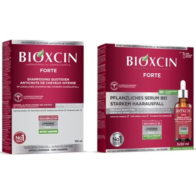 Bioxcin Forte Set Shampoo 300ml+ 3x50ml Serum - Intensive Pflege für Haarausfall