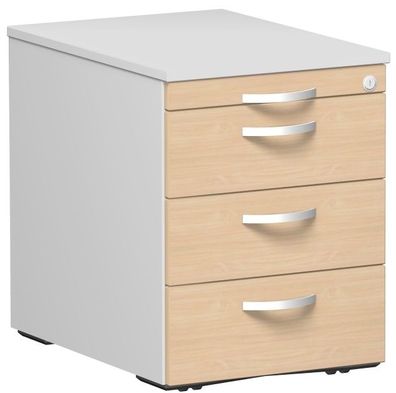 Gera Rollcontainer 3 Kunststoff-Schubfächer und Utensilienschubfach, Metall-Rollsc