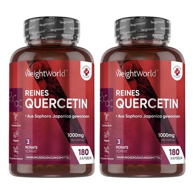 Quercetin 1000mg - 180 Vegane Kapseln - 3 Monate Vorrat - 2 Flaschen - WeightWorld