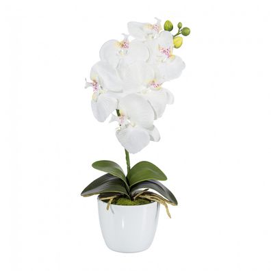 Kunst-Orchidee Phalaenopsis 40 cm Weiß – Pflegeleichte Deko für jeden Raum