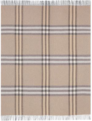 Biederlack Plaid mit Fransen Twin Check Farbe grau Größe 150 x 200