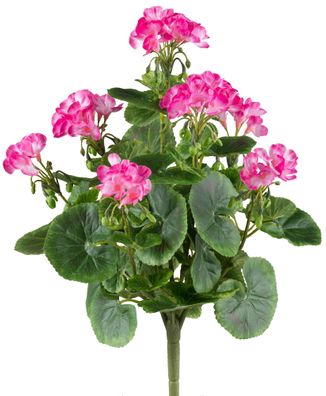 Geranienbusch 40 cm in Pink - UV-beständige Kunstpflanze mit 26 Blüten