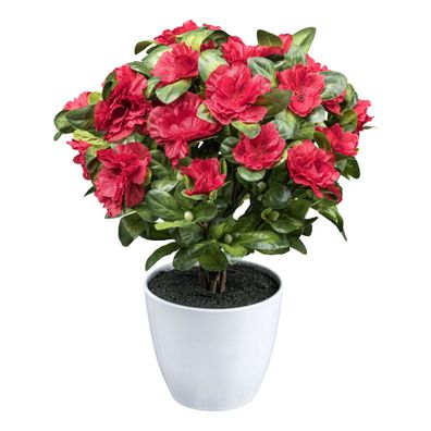 Azaleenbusch rot 32 cm Kunstpflanze im Topf für Dekoration