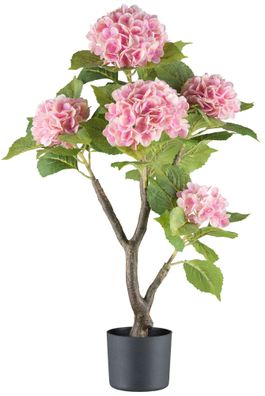 Hortensienbusch Rosa 85 cm - Real Touch Kunstpflanze im Topf