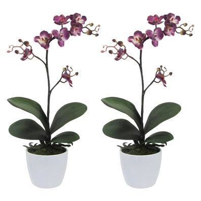 2er Set Kunstpflanzen Phalaenopsis Cassandra 55 cm lila im Topf