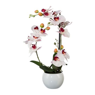 Phalaenopsis Orchidee 42 cm im Keramiktopf – Rosa Real Touch Kunstpflanze