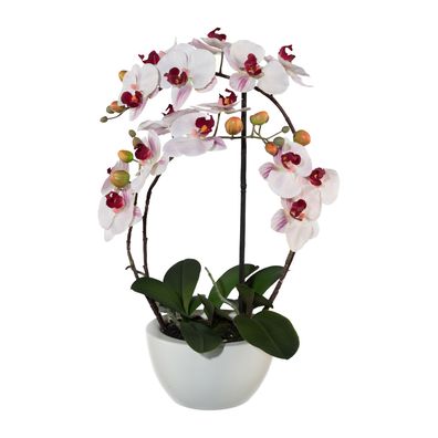 Phalaenopsis Kunstpflanze 52 cm rosa im Keramiktopf, Real Touch