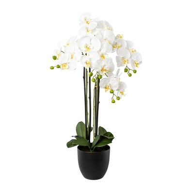 Phalaenopsis Kunstpflanze 83 cm – Weiße Orchidee im Resintopf
