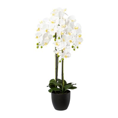 Phalaenopsis Orchidee 99 cm - Weiße Kunstpflanze im Resintopf