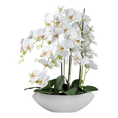 Phalaenopsis Kunstpflanze in Keramikschale, 63 cm, weiß