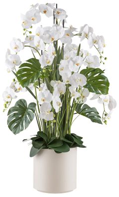 Phalaenopsis-Arrangement 140 cm Weiß, Real Touch Kunstpflanze im Topf