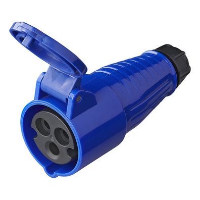 CEE-Kupplung 16A festes Kunststoffgehäuse blau