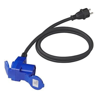 Adapterkabel 150cm 3x2,5mm² von Schuko Stecker nach CEE Winkelkupplung + Schuko